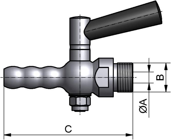 Probierhahn gerade mit Tülle, AISI 316L pol., G 1/2"