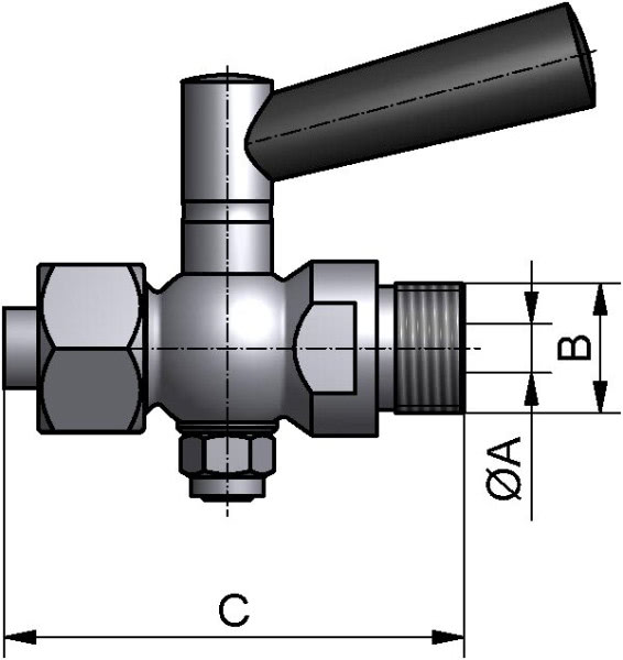 Ablaßhahn mit Muffe, AISI 316L pol., G 1/4"